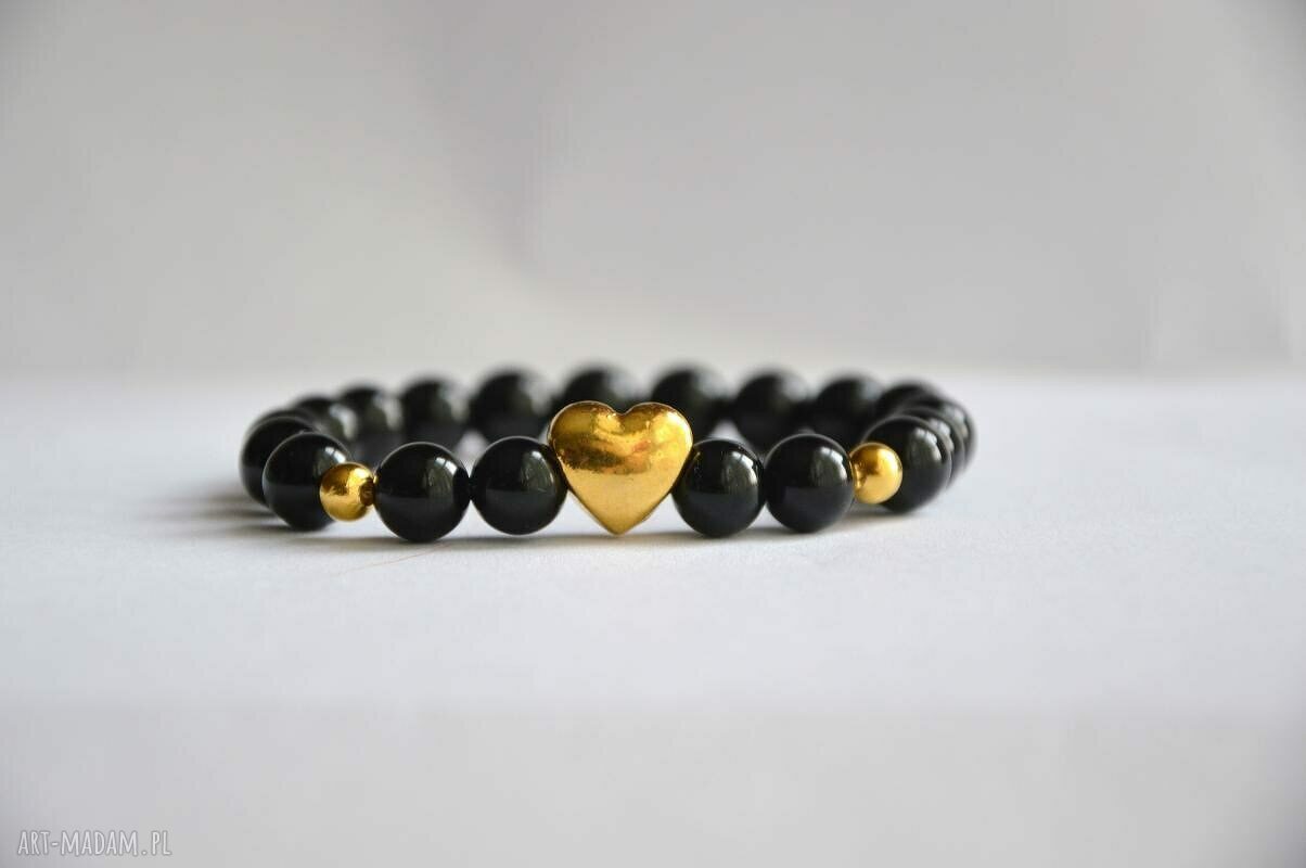 Bracelet by SIS: złote serce w czarnym onyksie