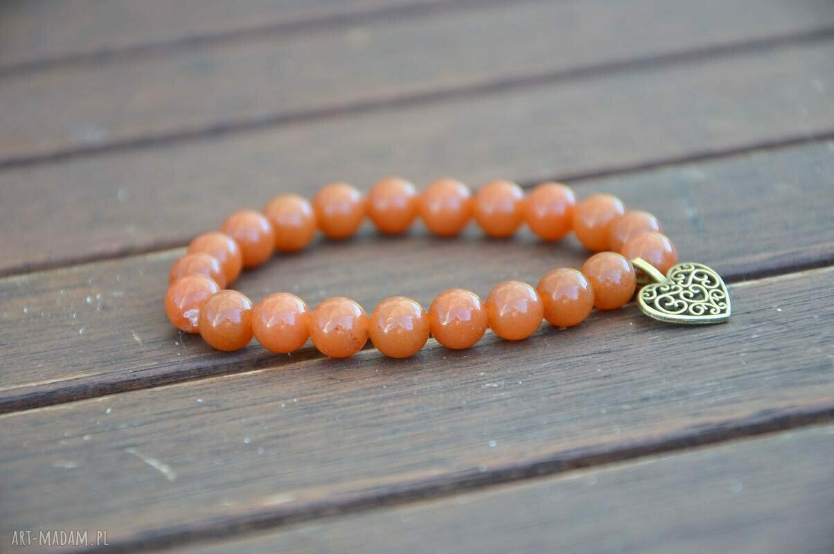 Bracelet by SIS: serce w ceglastych kamieniach