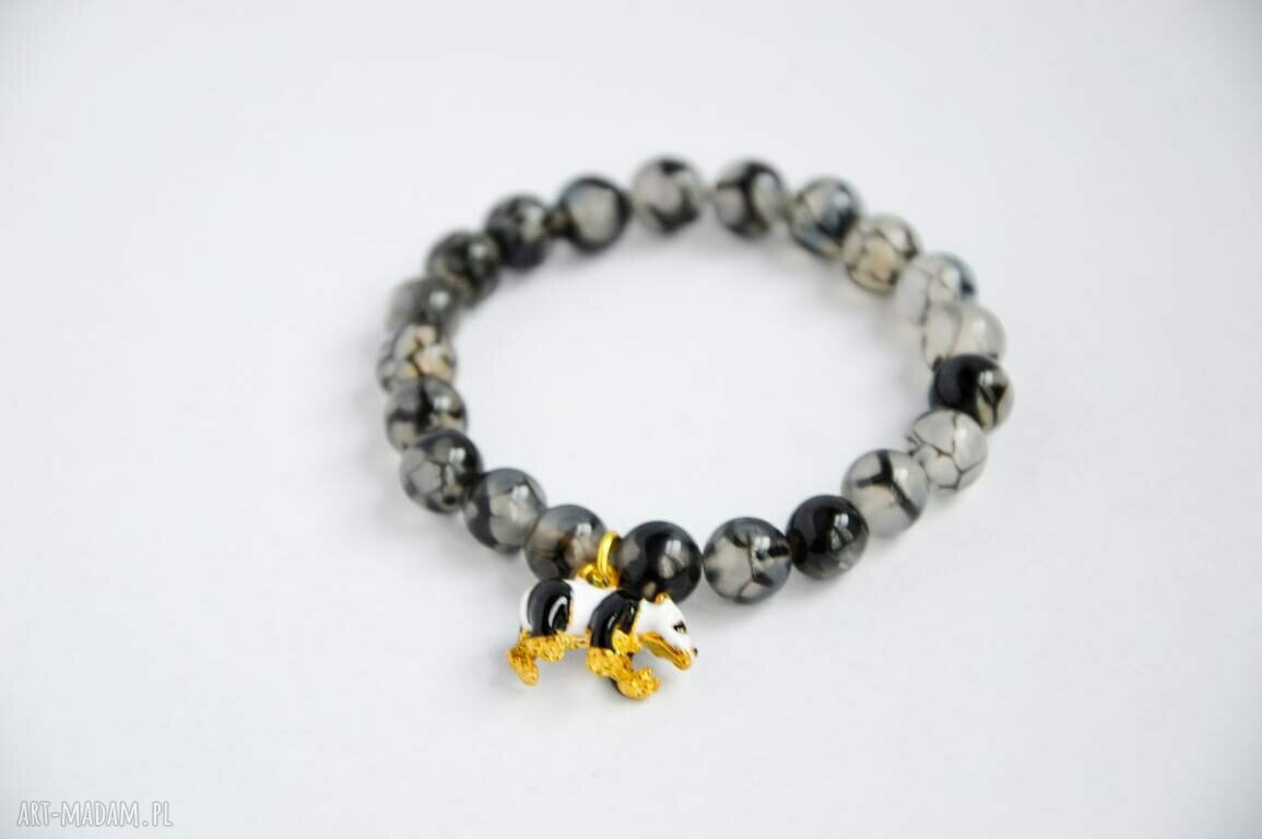 Bracelet by SIS: charmsa panda w agacie