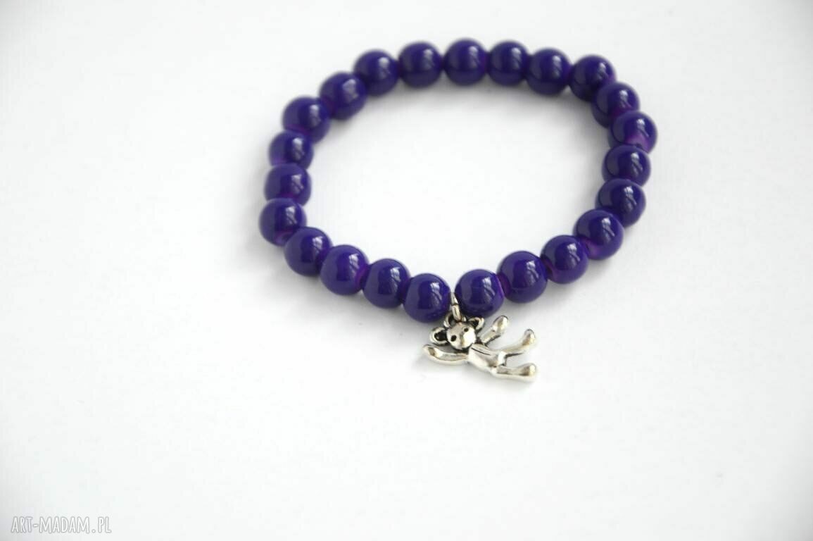Bracelet by SIS: miś w granatowych koralach