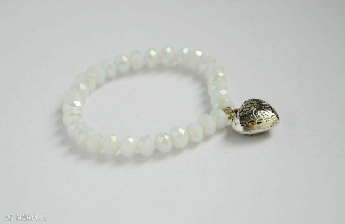 Bracelet by SIS: srebrne serce w białych kryształach