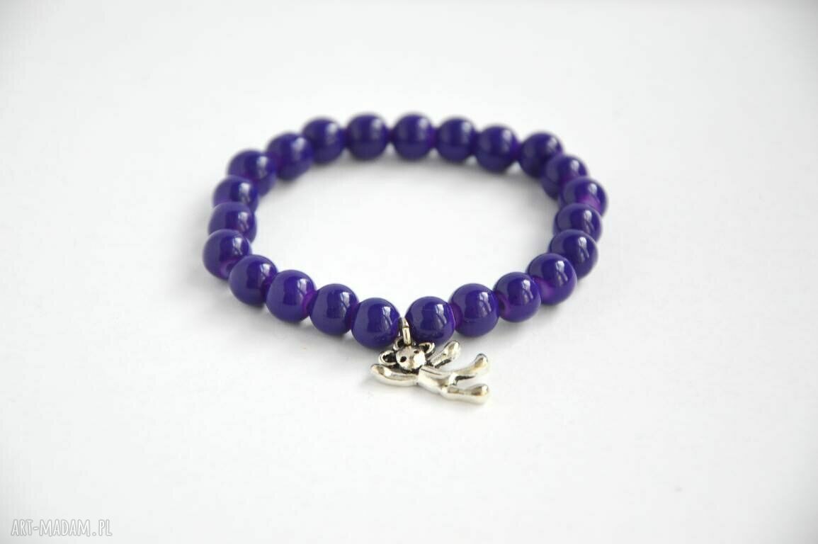 Bracelet by SIS: miś w granatowych koralach