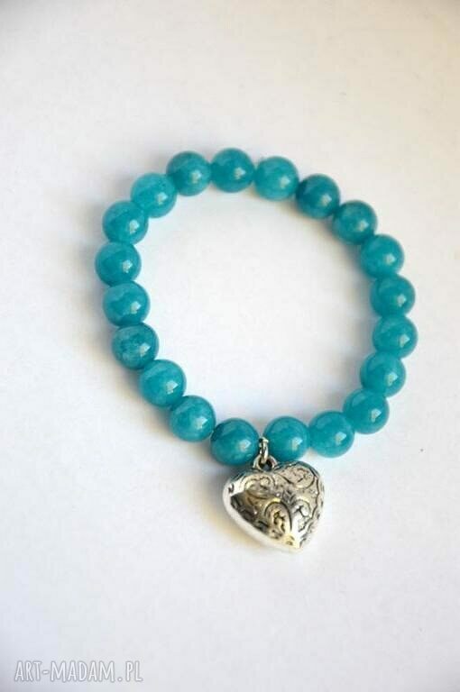 Bracelet by SIS: serce w jadeicie morkim