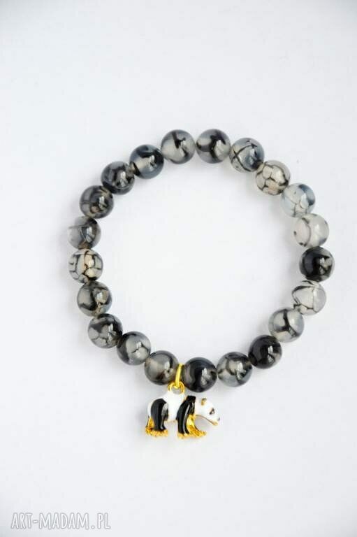 Bracelet by SIS: charmsa panda w agacie
