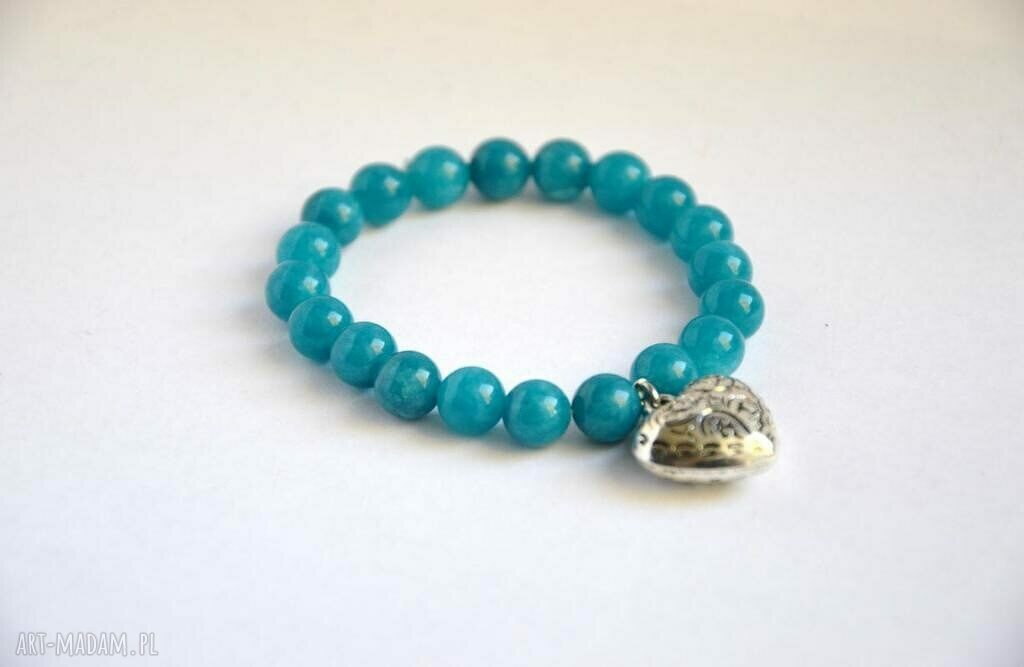 Bracelet by SIS: serce w jadeicie morkim