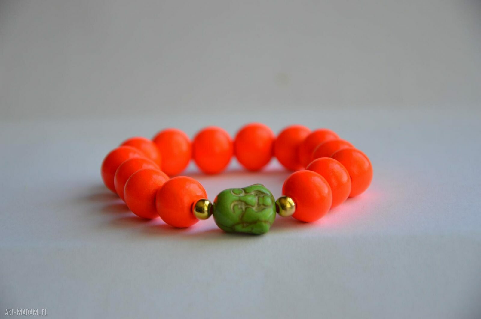 Bracelet by SIS: budda w neonowych pomarańczowych koralach