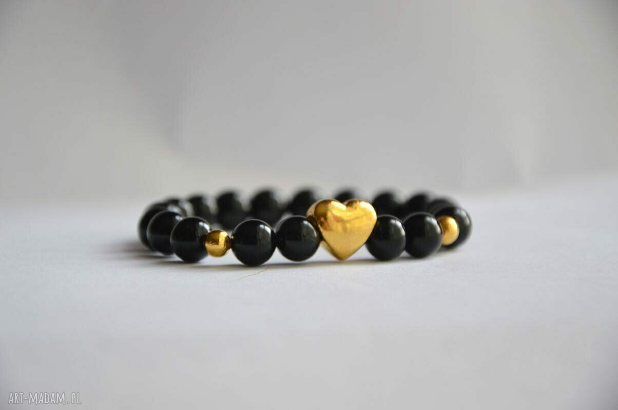 Bracelet by SIS: złote serce w czarnym onyksie