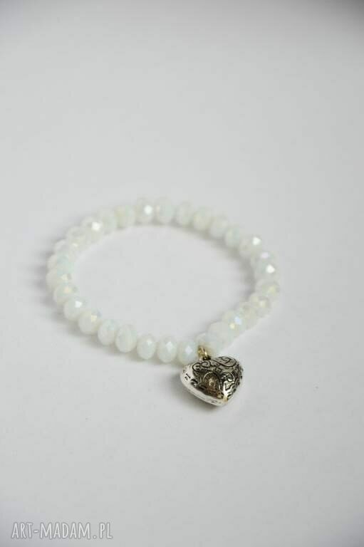 Bracelet by SIS: srebrne serce w białych kryształach