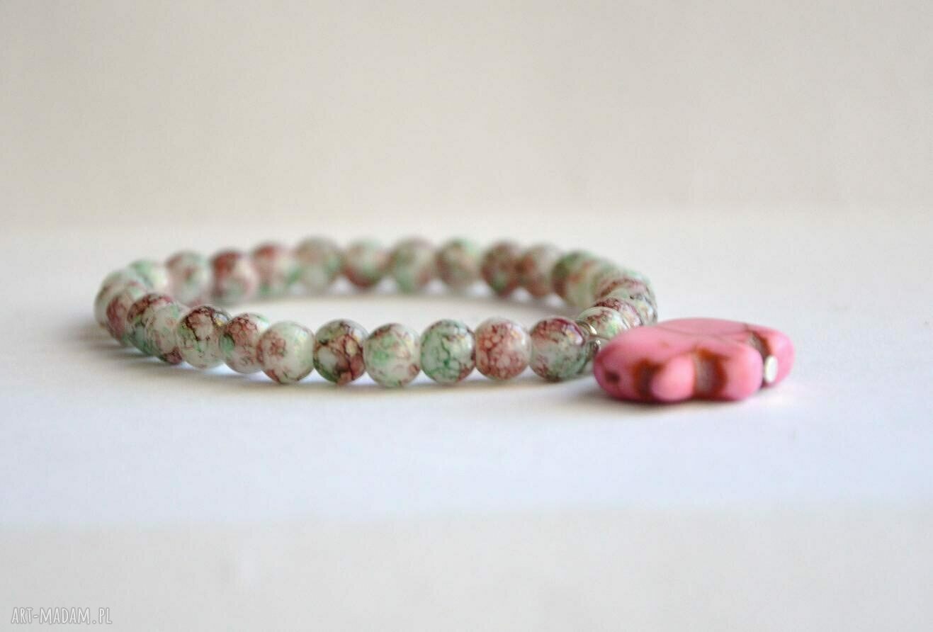 Bracelet by SIS: mozaikowe korale z różowym słoniem