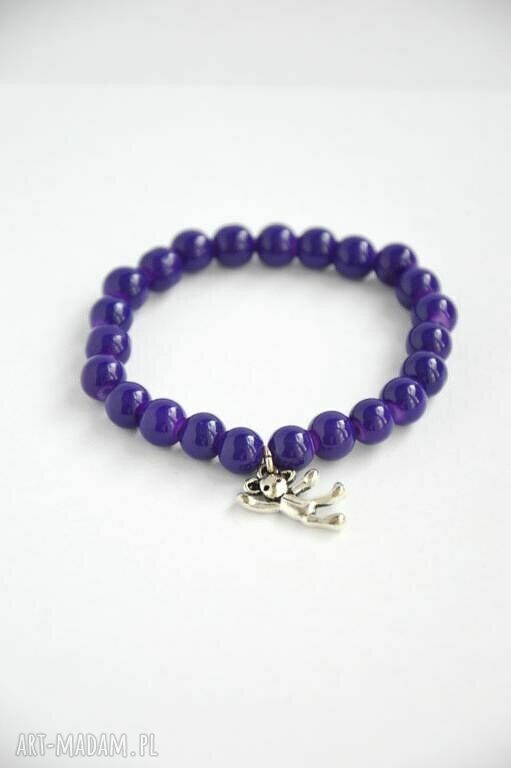 Bracelet by SIS: miś w granatowych koralach