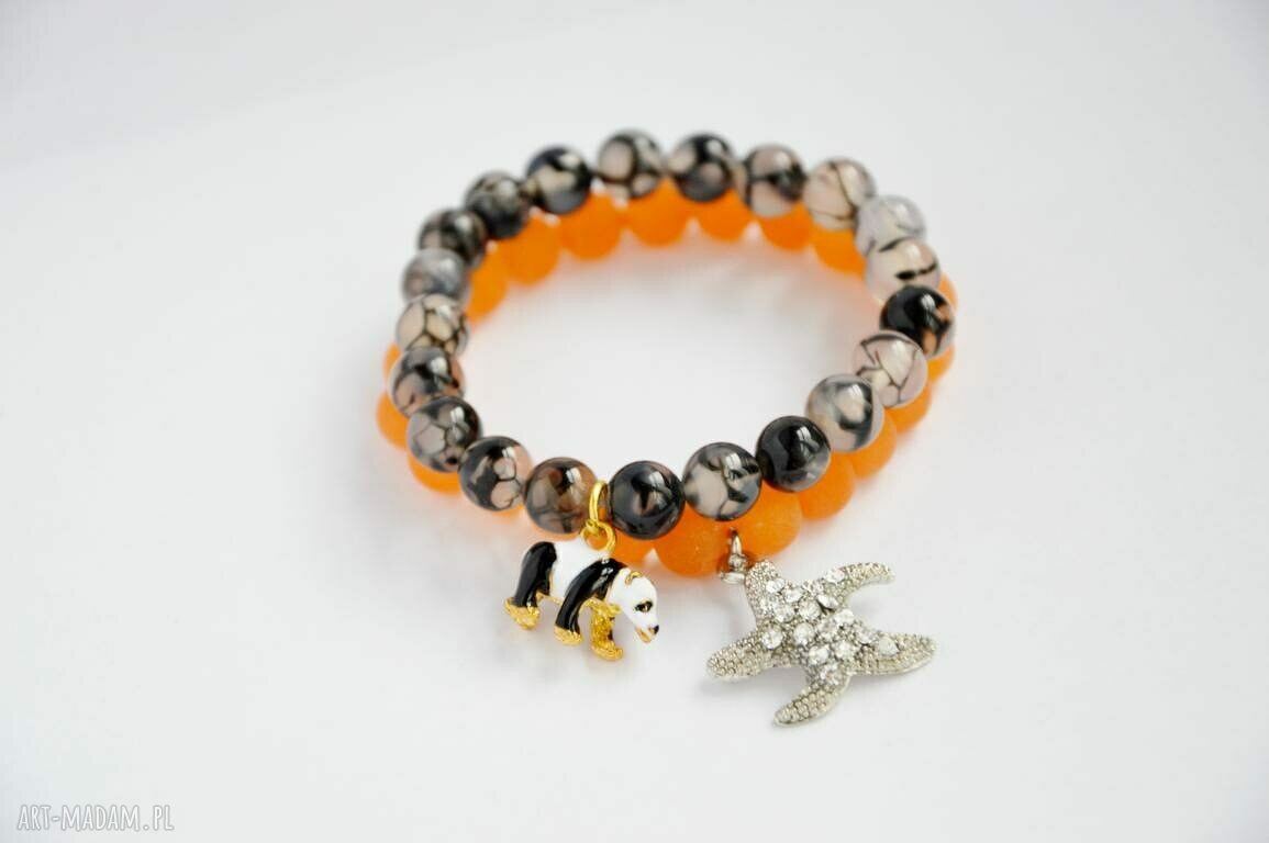 Bracelet by SIS: charmsa panda w agacie