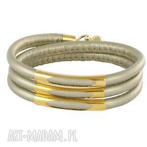 bracelet in metalik beige & gold