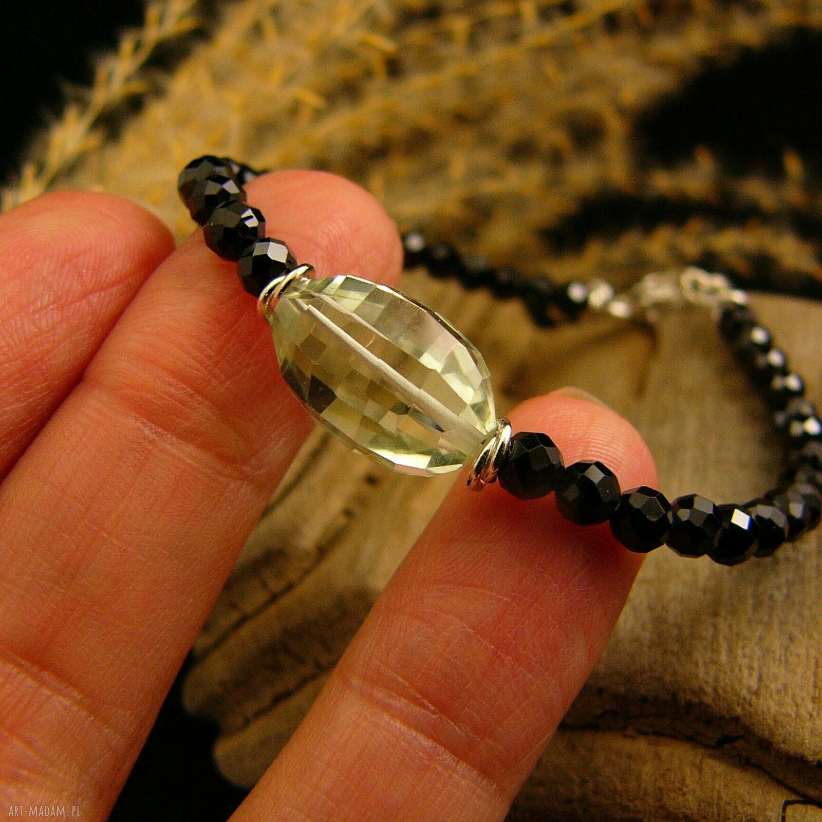 Bransoleta amulet ochrony i regeneracji z prasiolitem i turmalinem - srebro 925