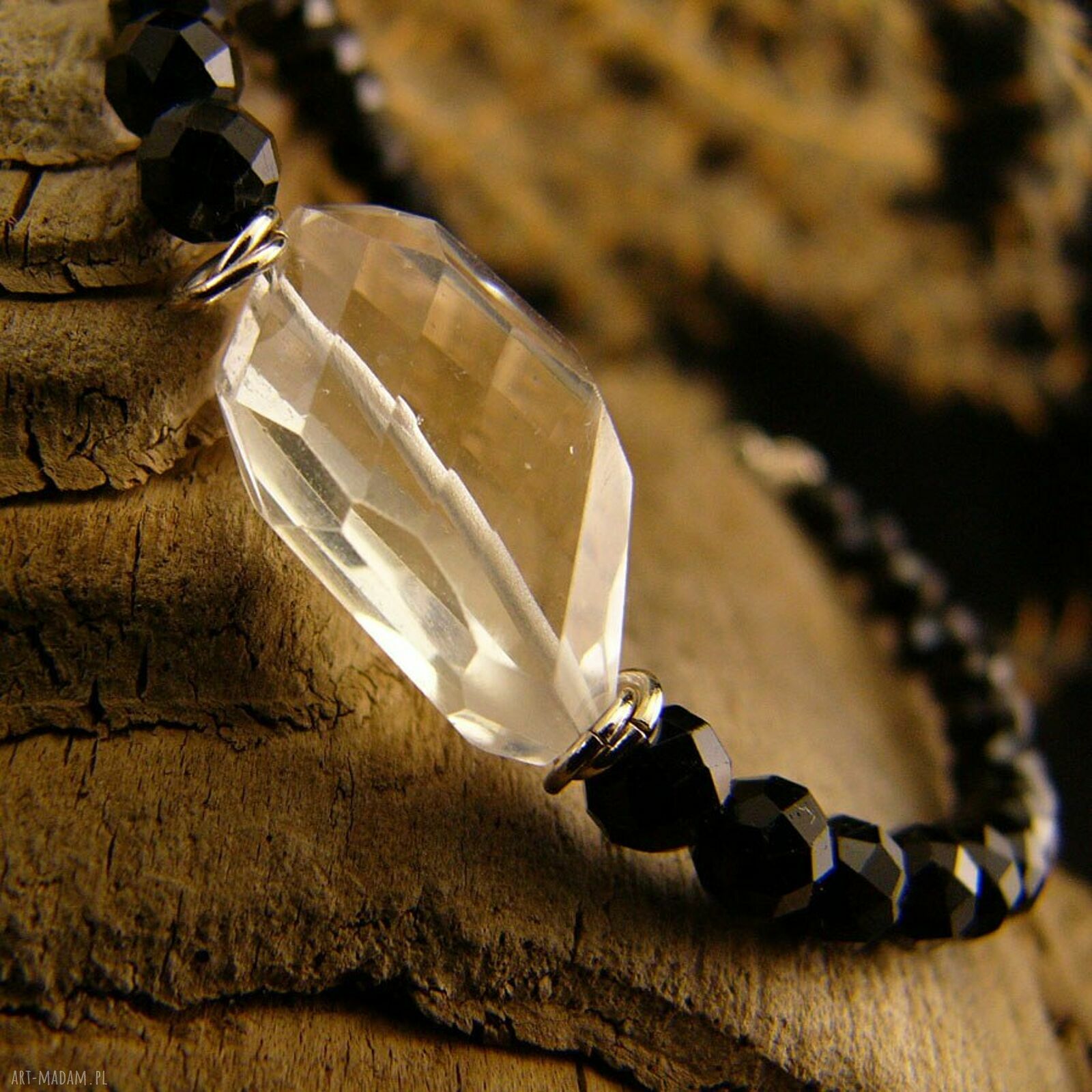 Bransoletka amulet oczyszczający - kryształ górski i turmalin w srebrze 925