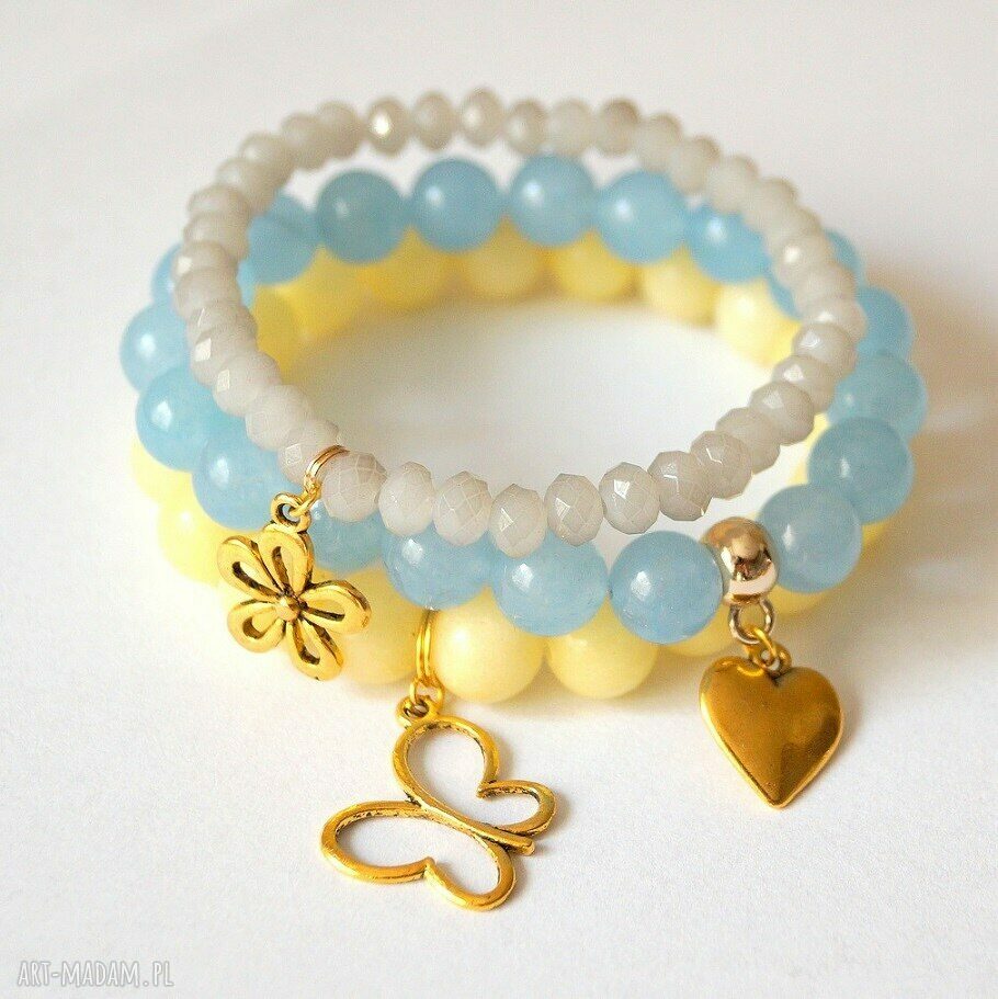 Bransoleta baby blue jade&heart