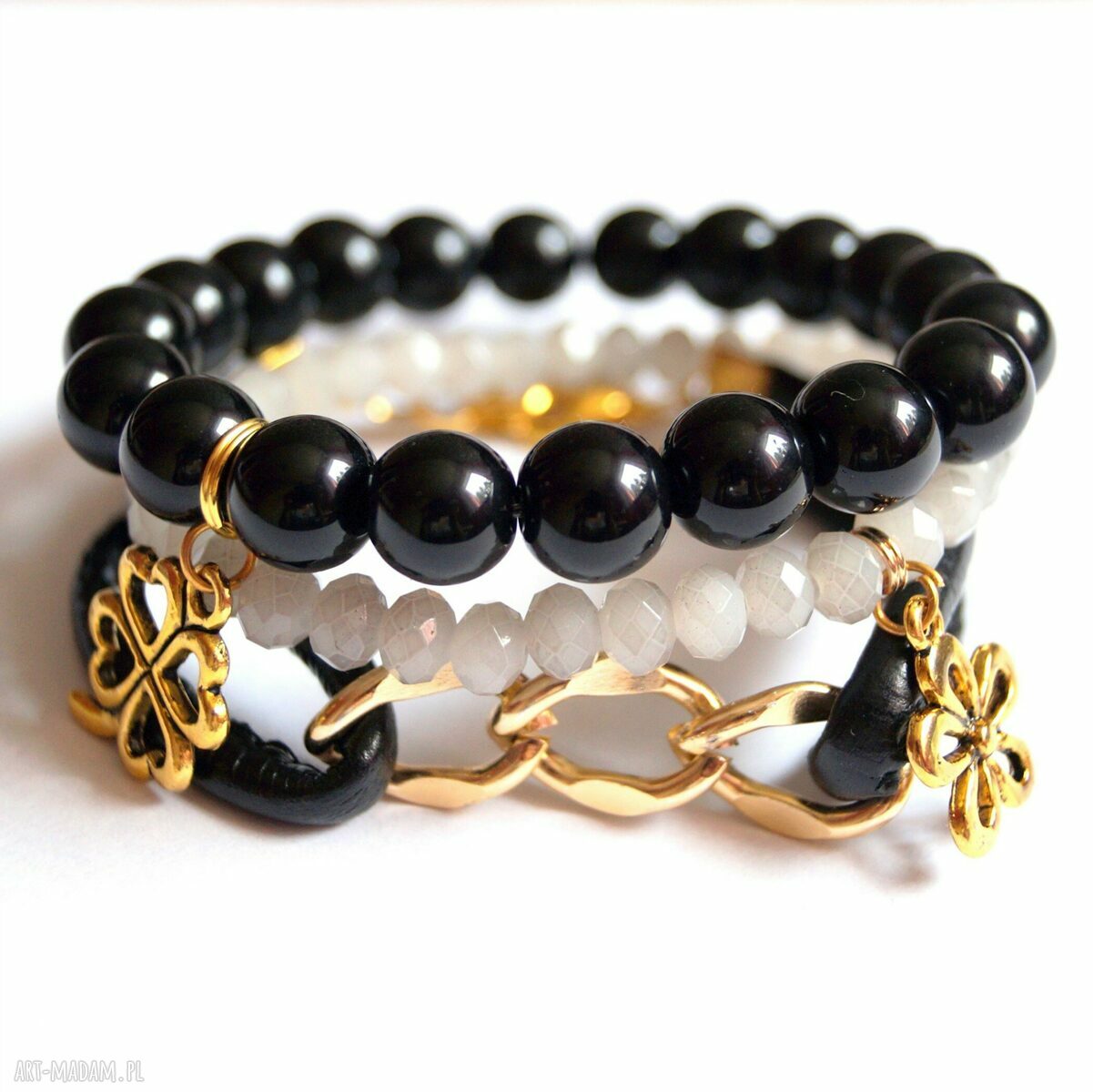 Bransoleta black&gold chain