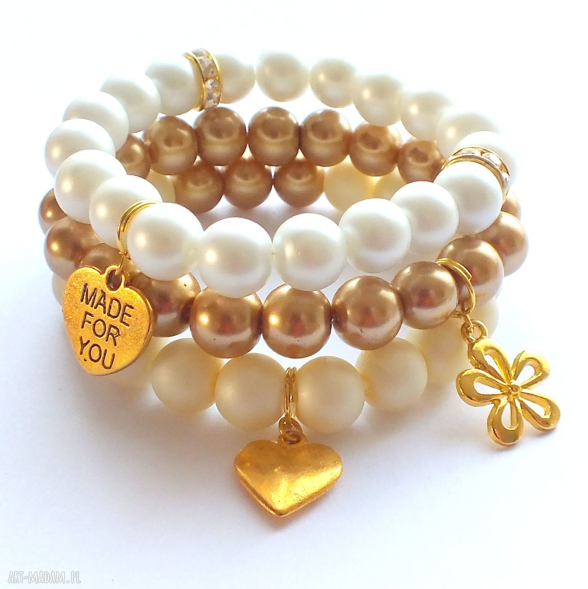 Bransoleta caramel&gold flower