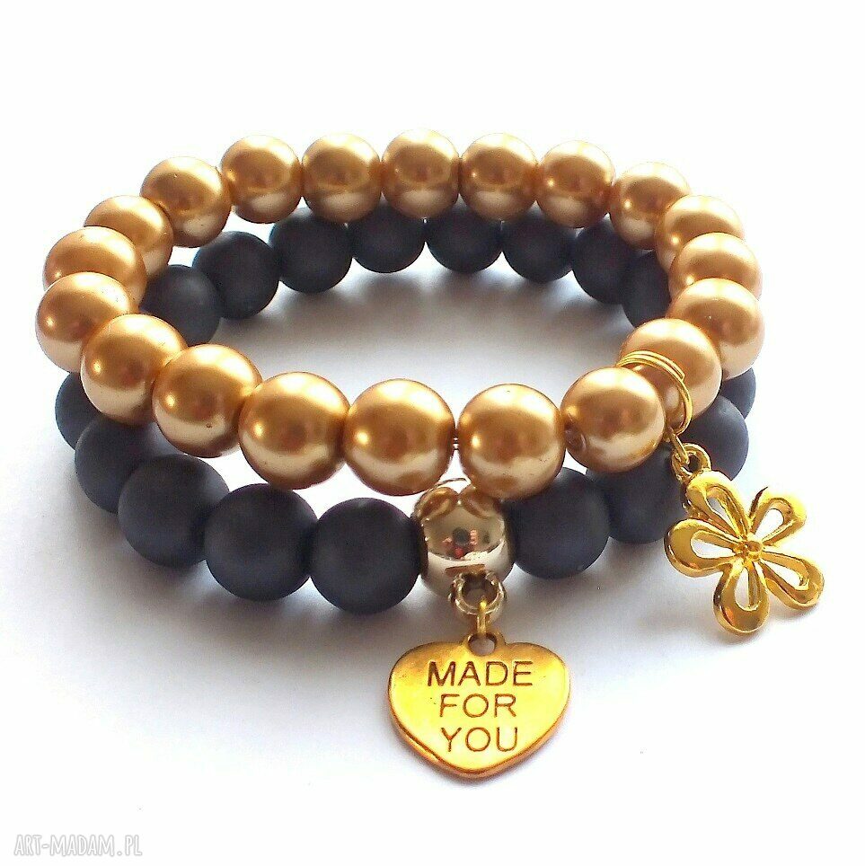 Bransoleta caramel&gold flower