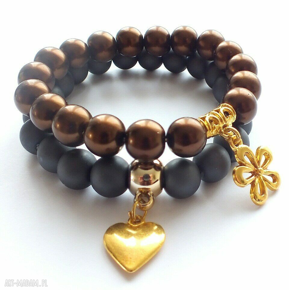Bransoleta choco&gold flower