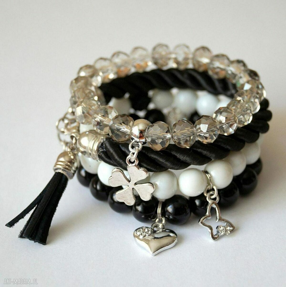 Bransoleta crystal Swarovski beads&clover