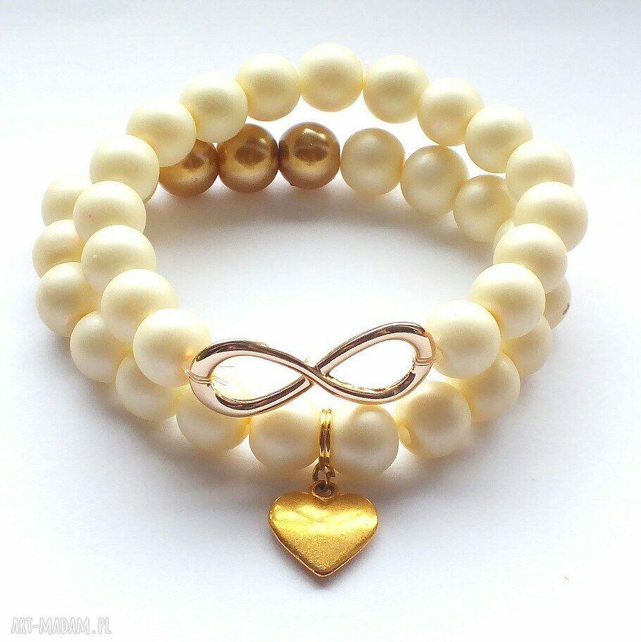 Bransoleta infinity&cream pearls