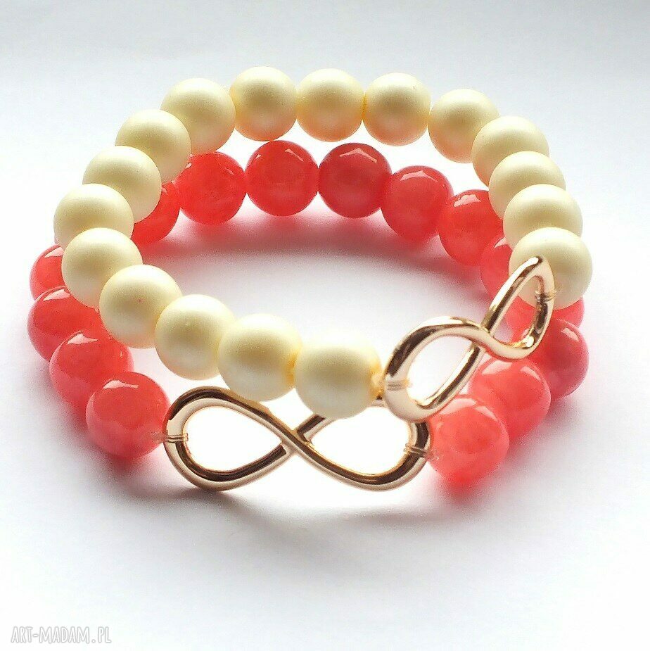Bransoleta infinity&cream pearls