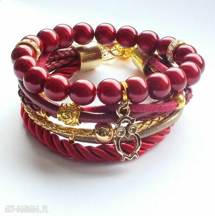 Bransoleta maroon&gold
