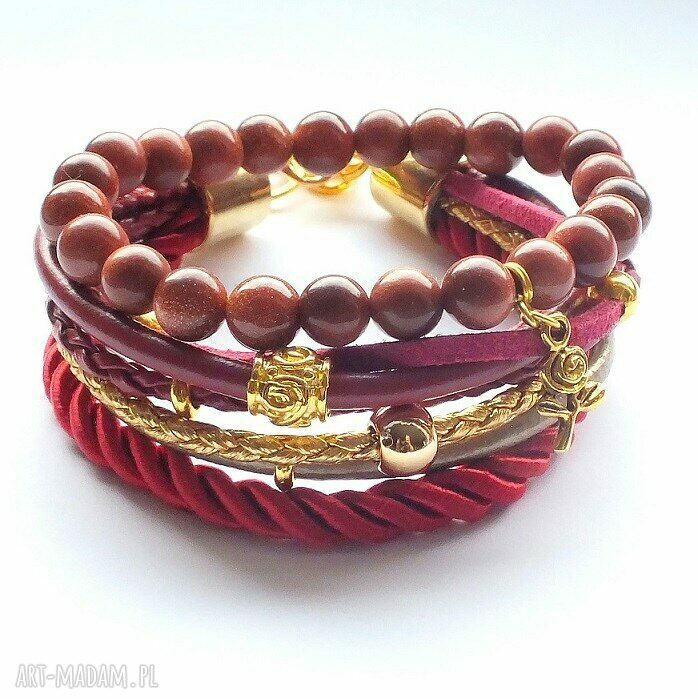 Bransoleta maroon&gold