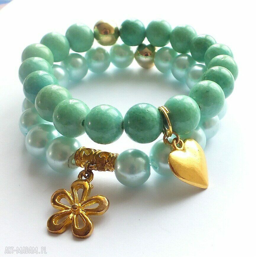 Bransoleta mint&gold heart