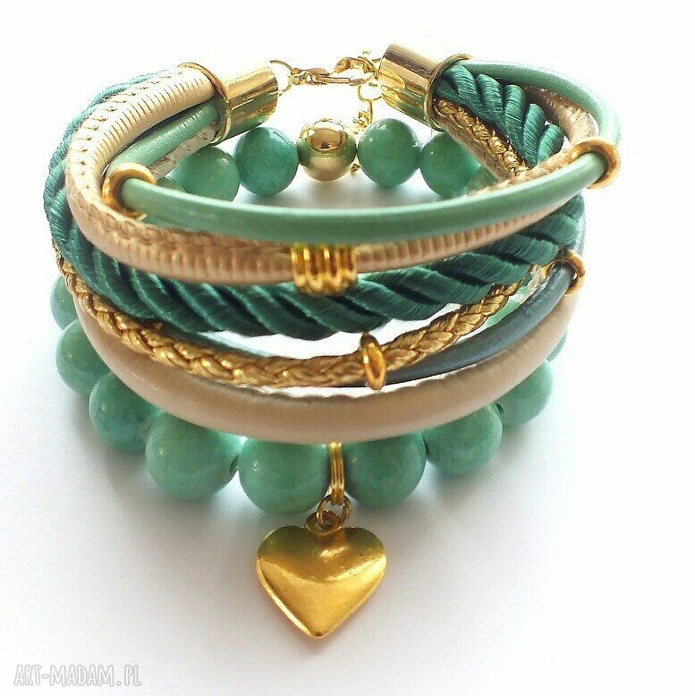 Bransoleta mint&gold heart
