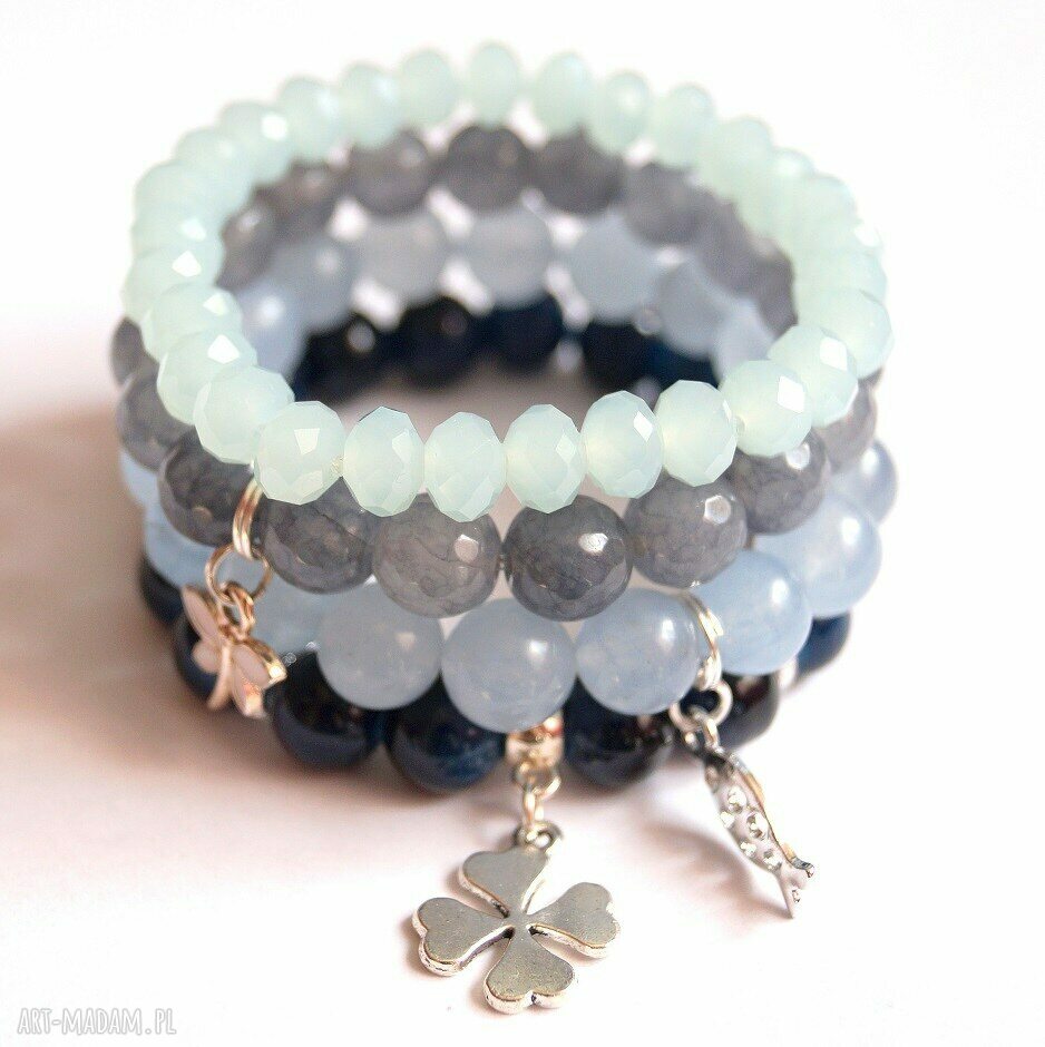 Bransoleta navy stones&clover