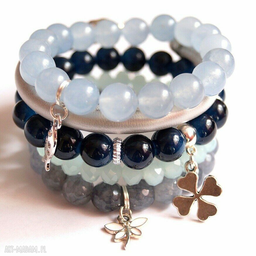 Bransoleta navy stones&clover