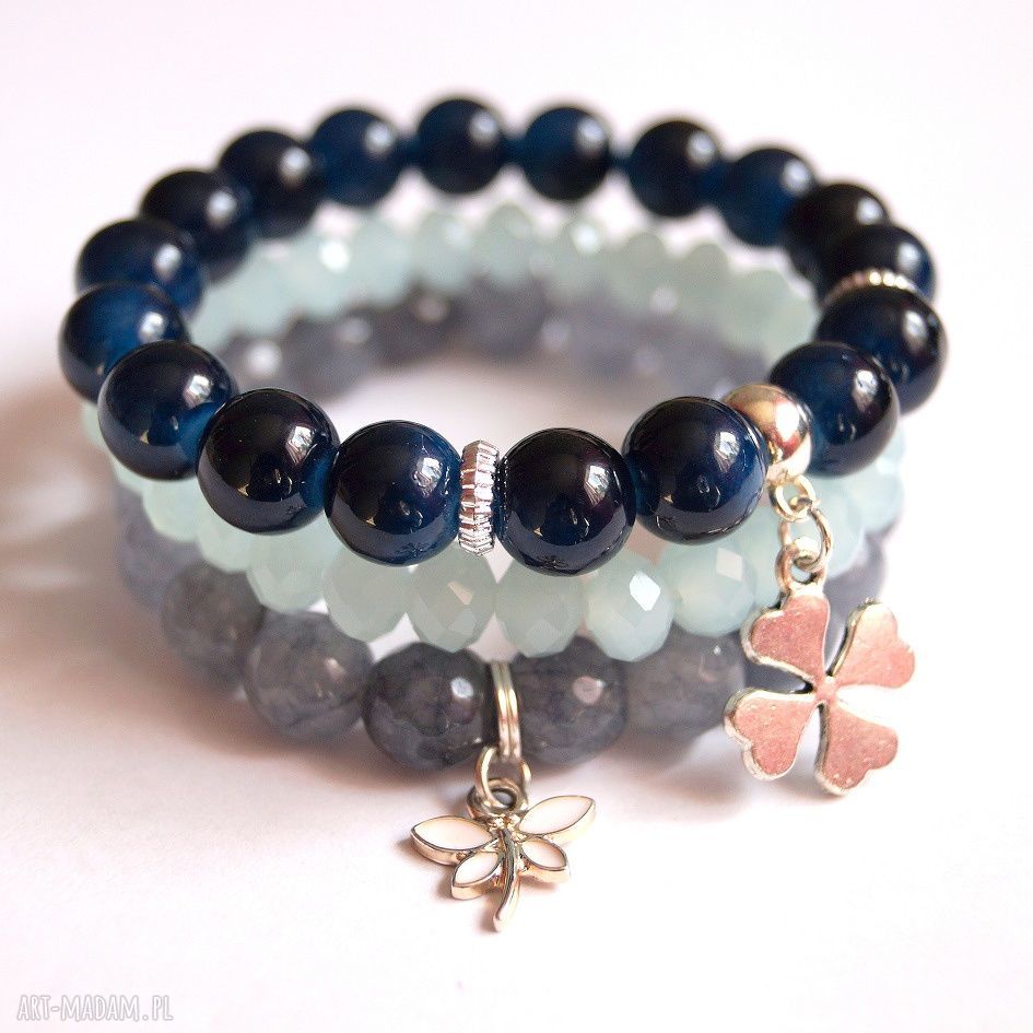 Bransoleta navy stones&clover