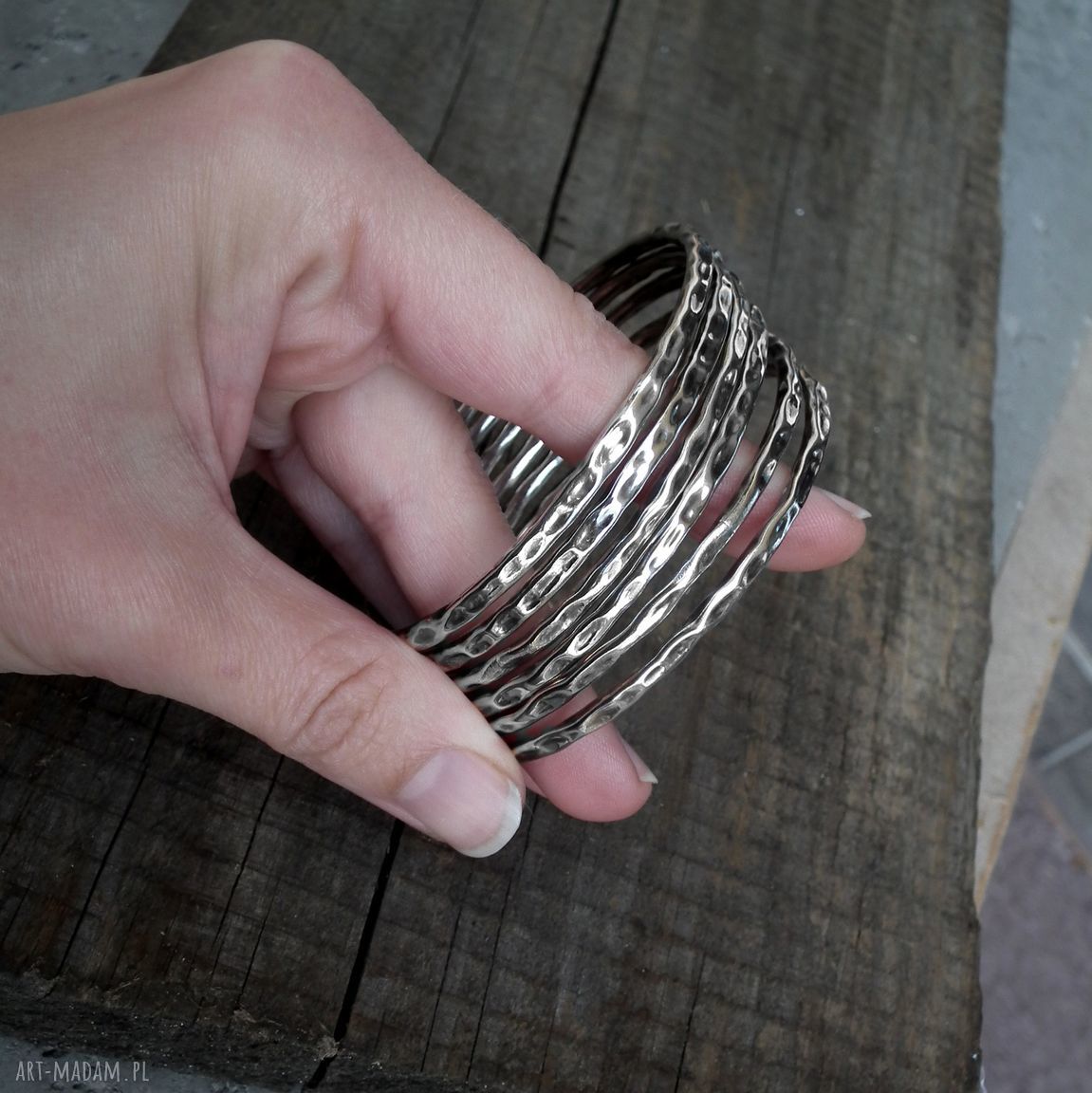 Bransoletka okrągła bangle - gruba ze srebra 925 (handmade)