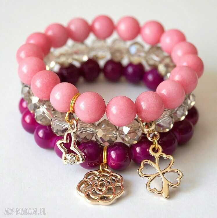Bransoleta purple stones&rose