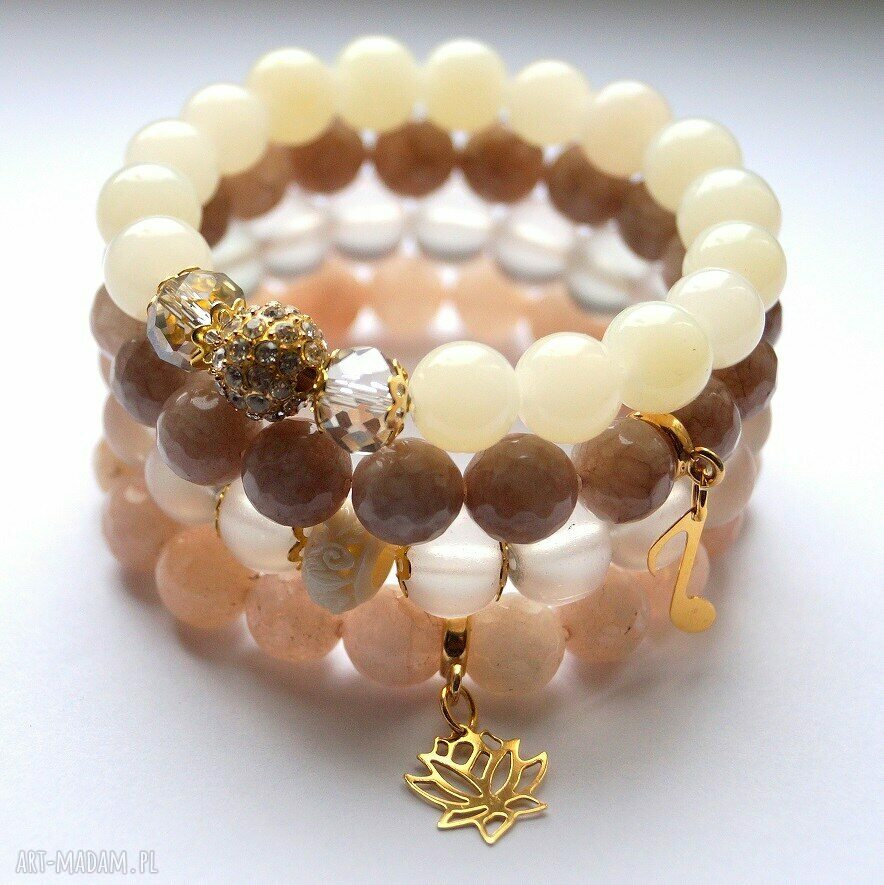 Bransoleta Real Gold Note - Caramel Jade