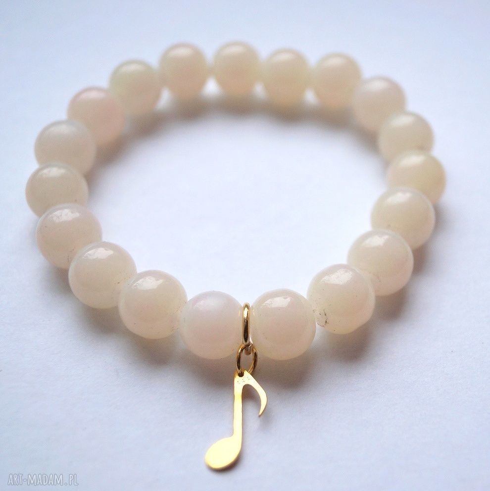 Bransoleta real gold note&cream stones