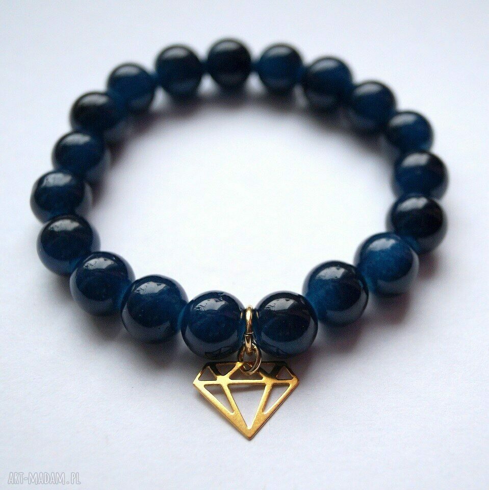 Bransoleta real gold diamond&navy stones
