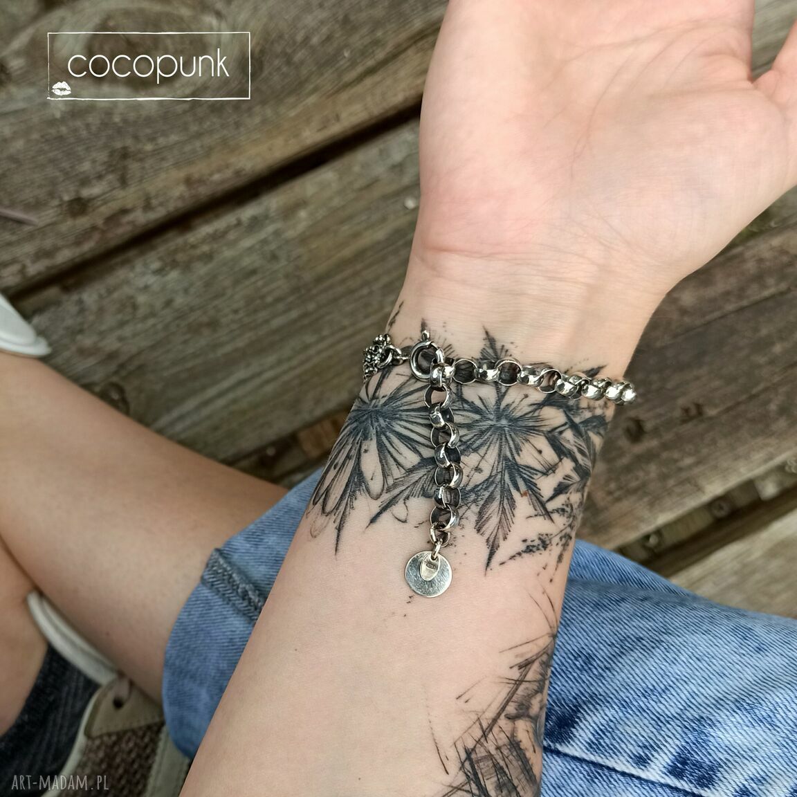 bransoletki: Bransoleta srebro 925 masywna, łańcuchowa, nowoczesna. ręczne wykonanie