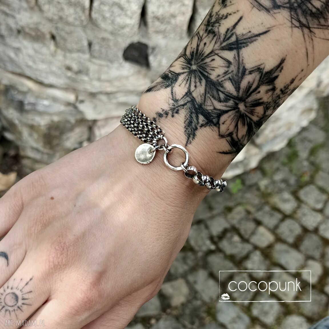 Bransoleta srebro 925 masywna łańcuchowa nowoczesna gruba