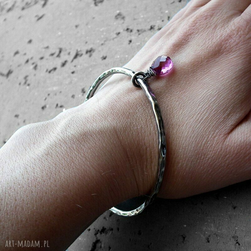 bransoletki: Bransoleta srebro i kwarc rodolitowy. Hand Made