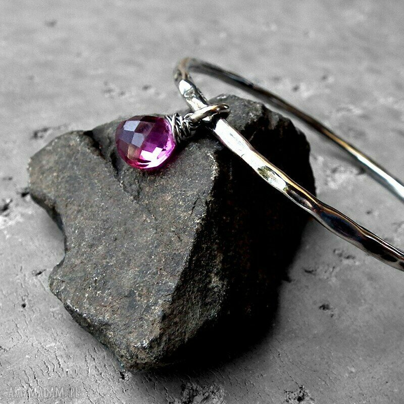 bransoletki: Bransoleta srebro i kwarc rodolitowy. Hand Made