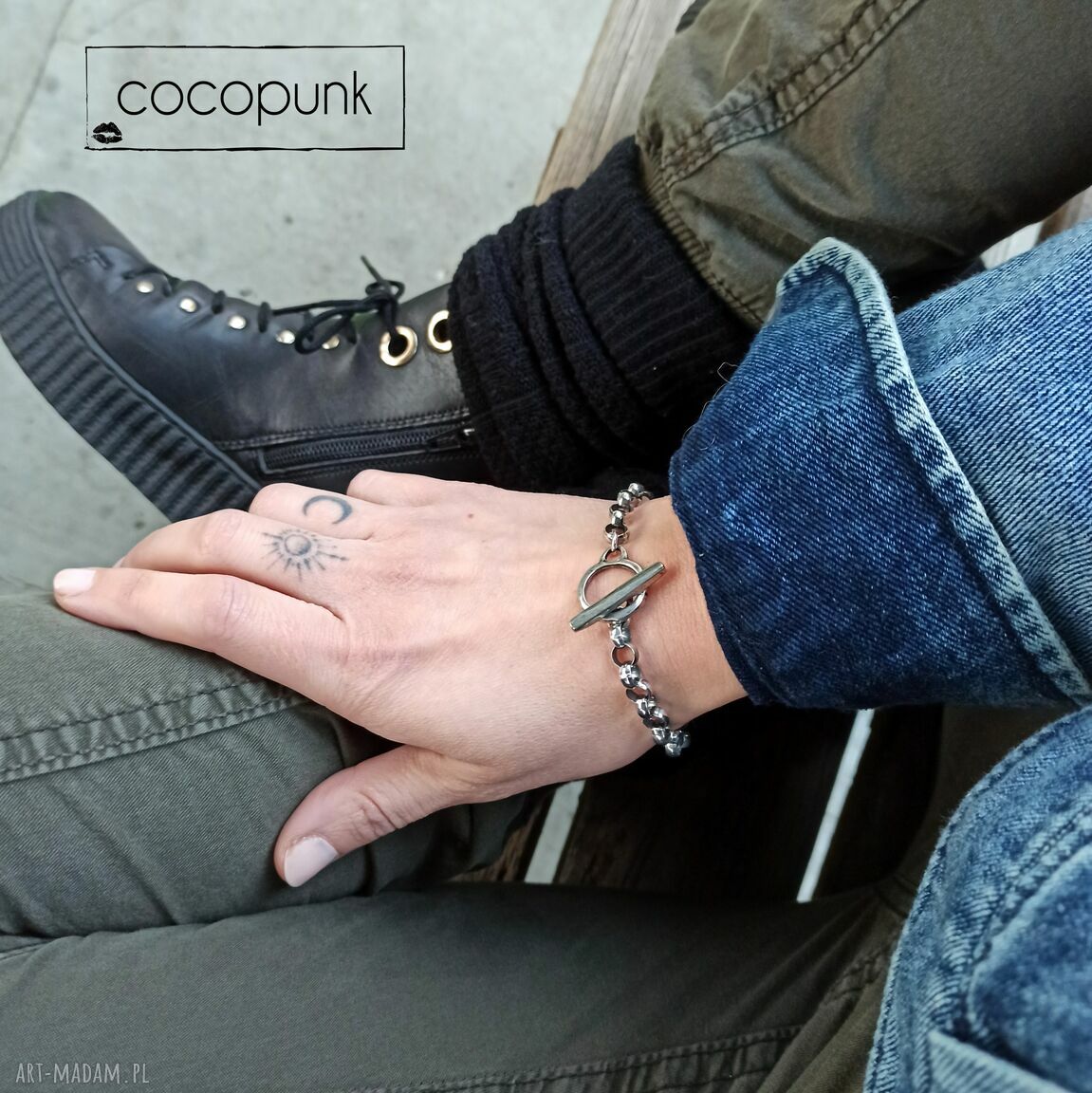 bransoletki: Bransoleta srebro łańcuchowa z zapięciem toggle. hand made