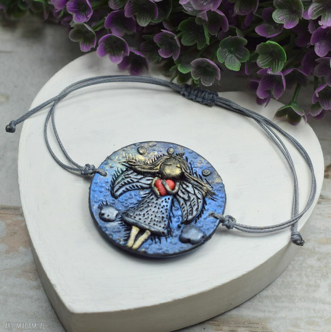 Bransoletka anioł aniołek sznurkowa regulowana oryginalna