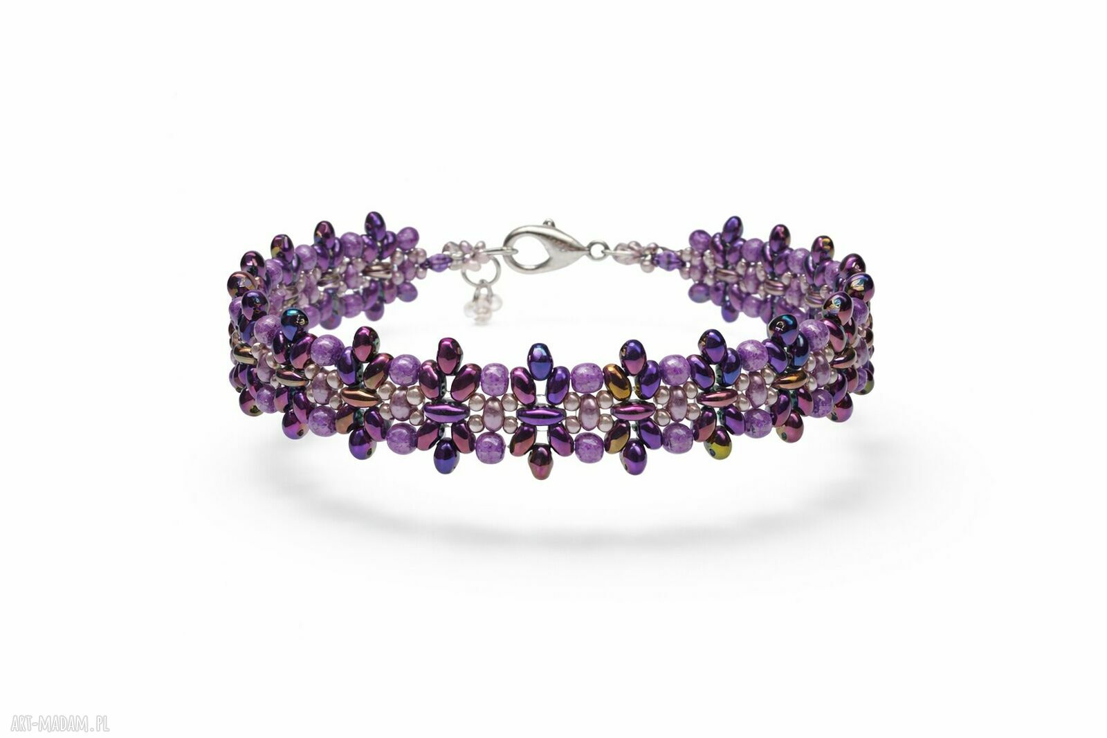 Bransoletka Beaded Choker „Fioletowa Symfonia” - szeroka bransoletka z koralików