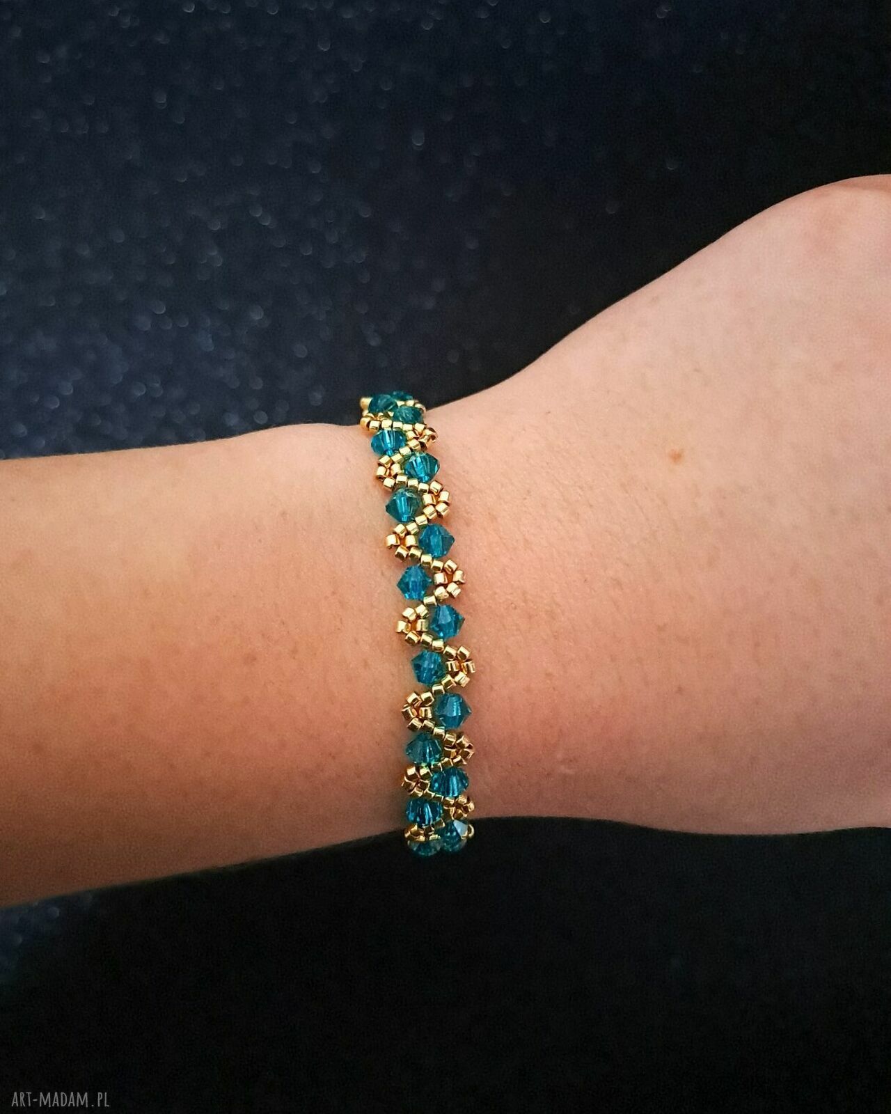 Bransoletka Blue Zircon z kryształków Preciosa i koralików Miyuki
