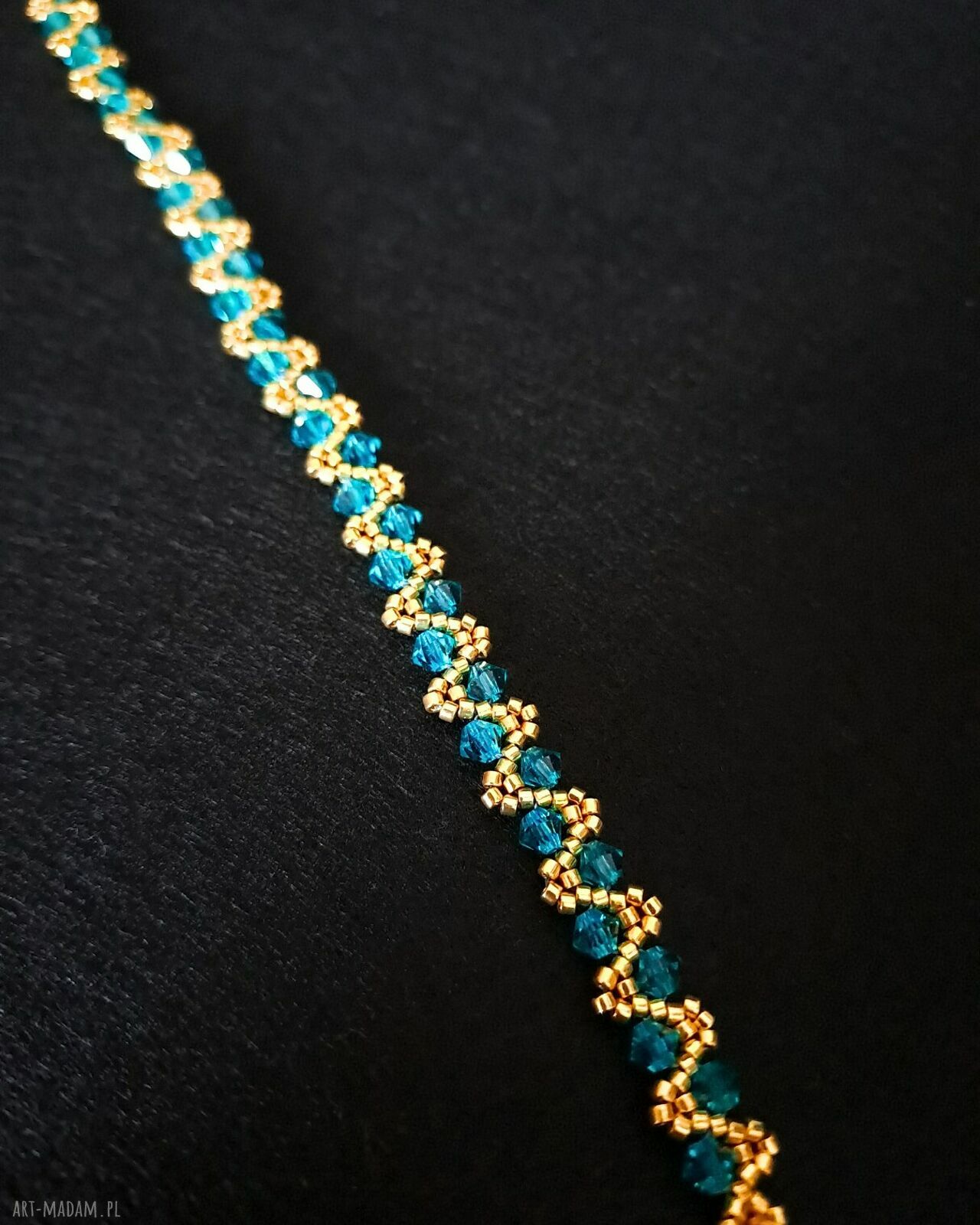 Bransoletka Blue Zircon z kryształków Preciosa i koralików Miyuki
