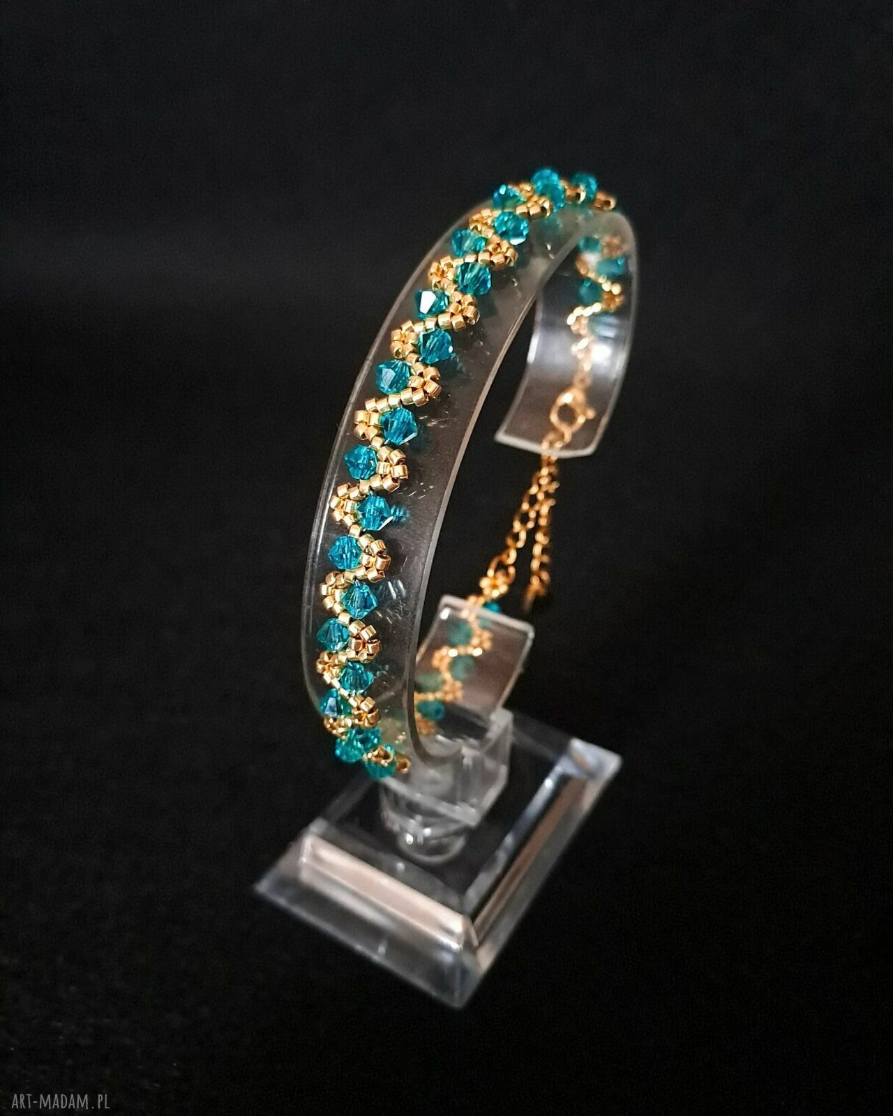 Bransoletka Blue Zircon z kryształków Preciosa i koralików Miyuki