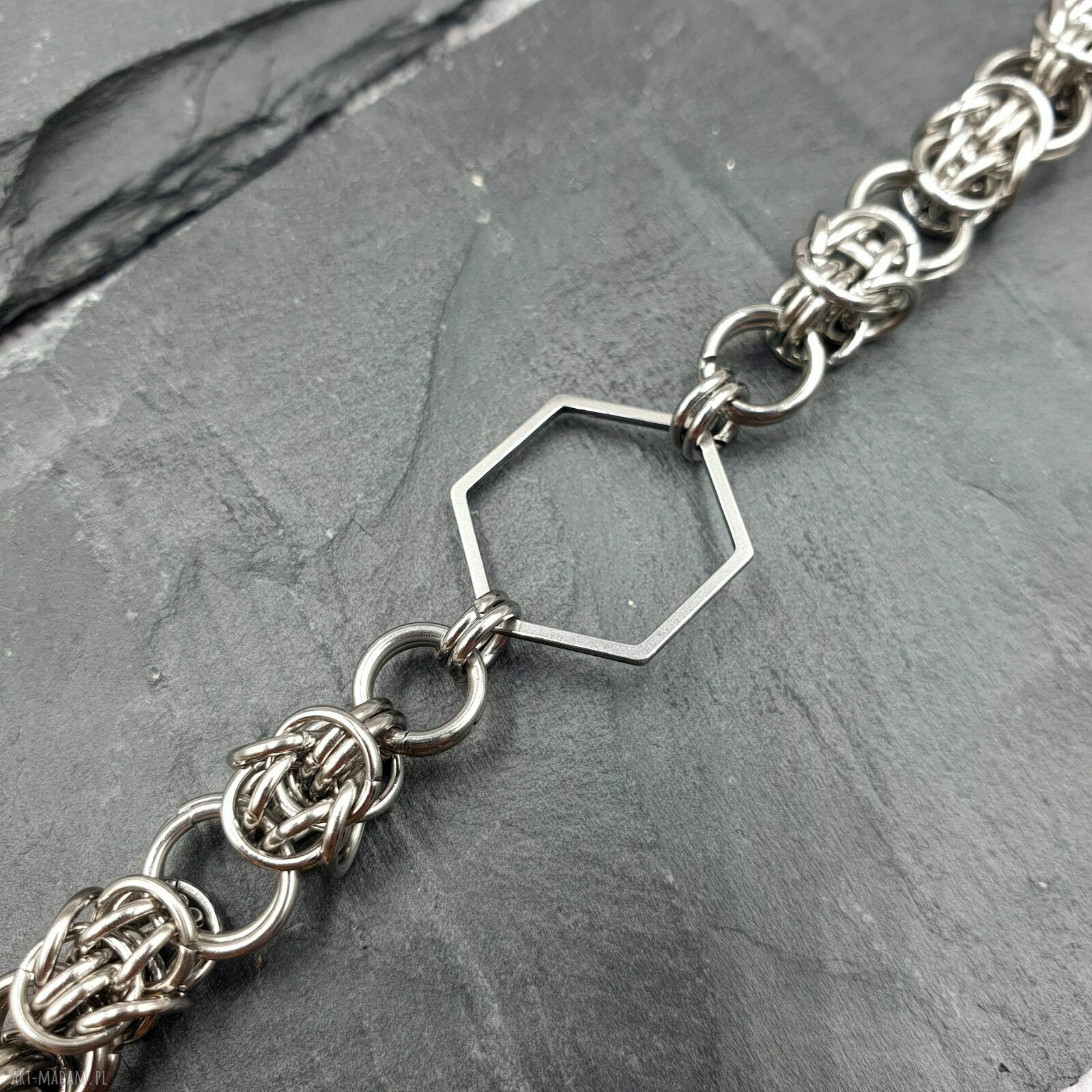 Bransoletka chainmaille - heksagon ze stali szlachetnej