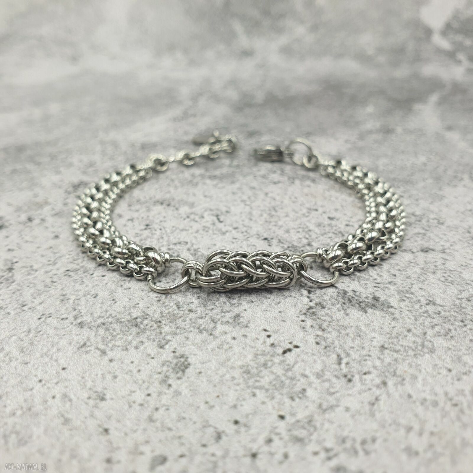 Bransoletka chainmaille - łańcuchy ze stali szlachetnej